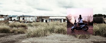 by the smokestack cover