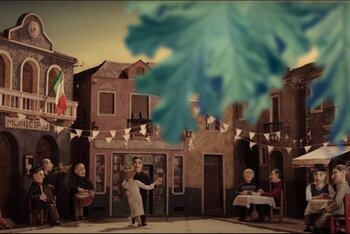 Frame dal videoclip di "Balkanika" dei Guappecartò