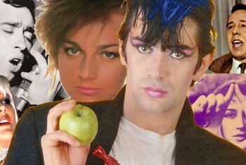 Umberto Bindi, Donatella Rettore, Gianna Nannini, Ivan Cattaneo, Ghigo e Antonietta Laterza in un fotomontaggio lo-fi