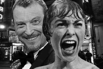 Mash-up tra il Direttorissimo Amadeus e il classico di Hitchcock "Psycho"