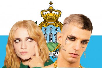 Achille Lauro e La Rappresentante di Lista (in una foto di Gabriele Giussani) da noi modificata sapientemente