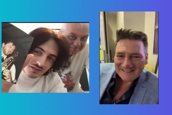 Gobbi con suo padre "Fosforo" durante l'intervista a Tony Hadley