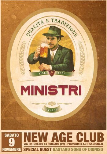 I Ministri dentro una pubblicità della Birra Moretti