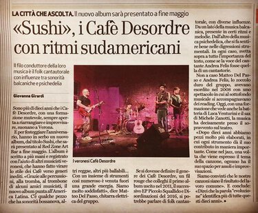 Articolo da L'Arena 15 aprile 2019