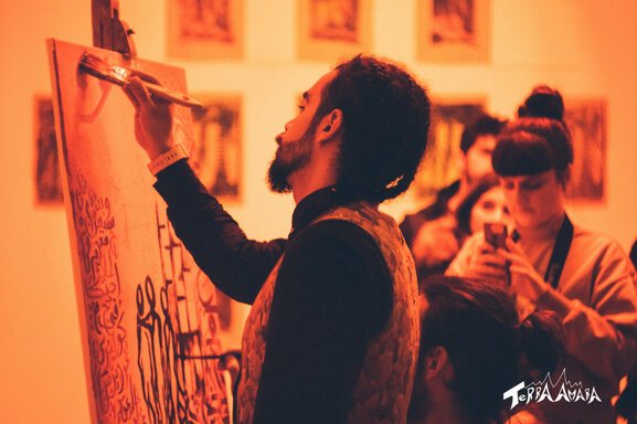 Live painting Farouk Elsharkawy, Labrutepoque Milano.jpg
